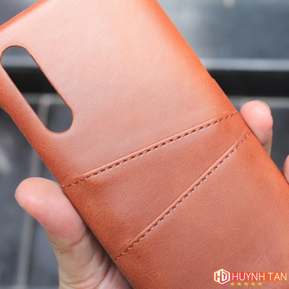 Ốp lưng bọc da Xiaomi Mi 9 có túi đựng thẻ ATM tiện lợi (Nâu da bò)