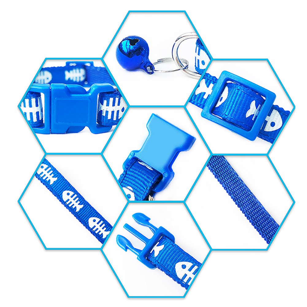 Vòng cổ hạo tiết xương cá kèm chuông nhiều màu dành cho thú cưng