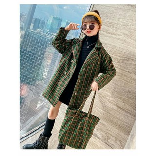 Áo khoác dạ kẻ dáng dài(Hàng Oder)