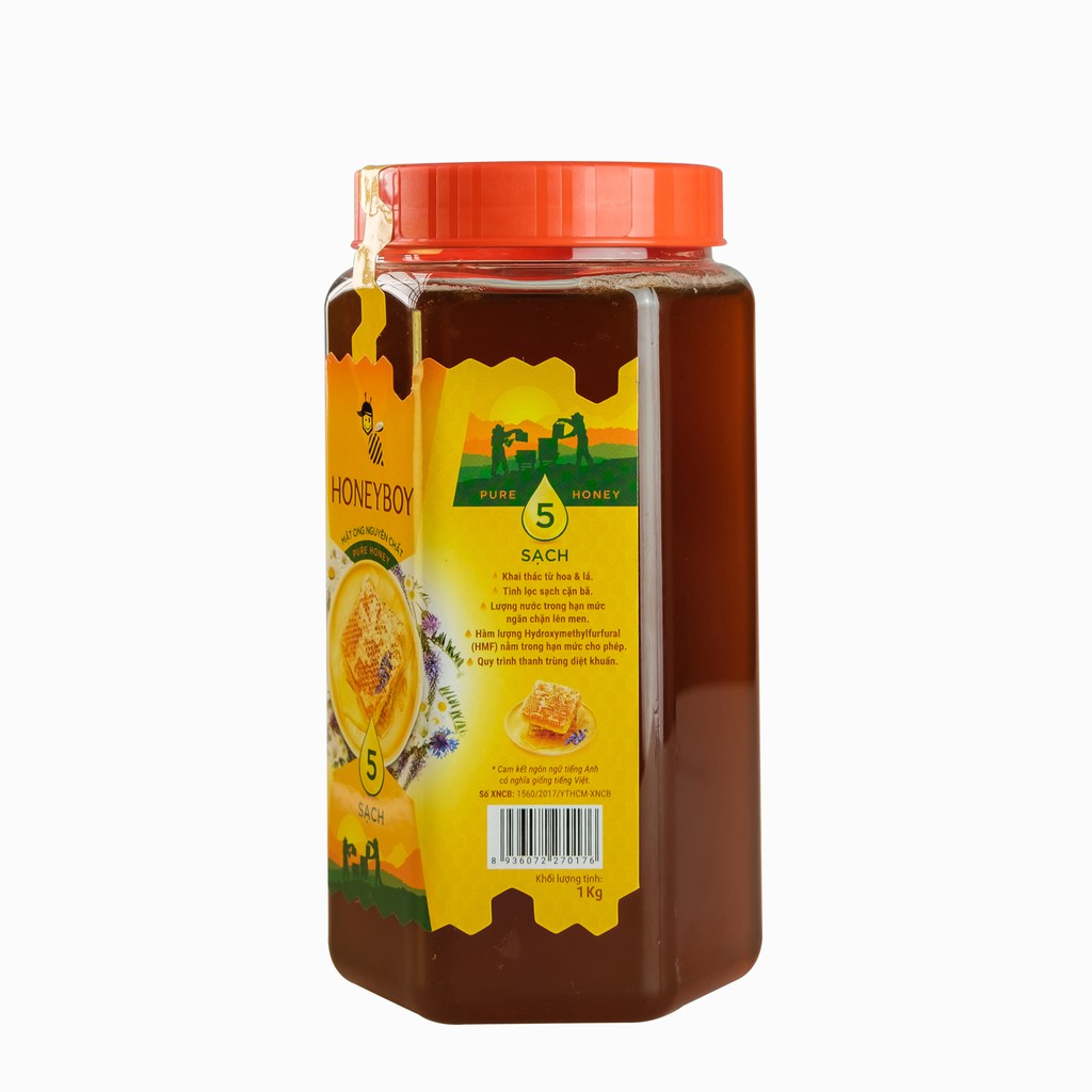 Combo Mật Ong Thiên Nhiên 5 Sạch Honeyboy 1kg và Mật Ong Thiên Nhiên 250ml