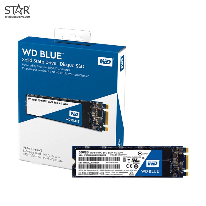 Ổ cứng SSD 500G Western Blue M.2 Sata III 6Gb/s (WDS500G2B0B)