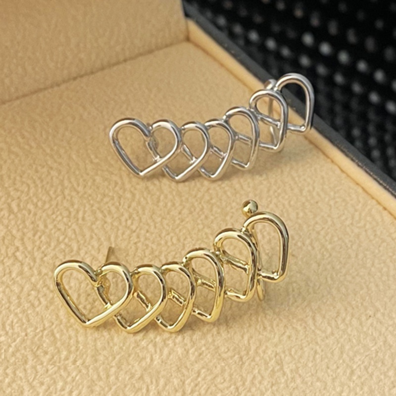 Khuyên tai phối hình trái tim rỗng đơn giản thiết kế thời trang mùa hè Hàn Quốc
