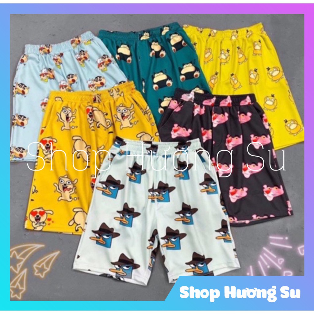 Quần Đùi Hoạt Hình Dễ Thương Cute - Quần Short Ống Rộng Cartoon Hot Trend-HươngSu (315-VitVag)