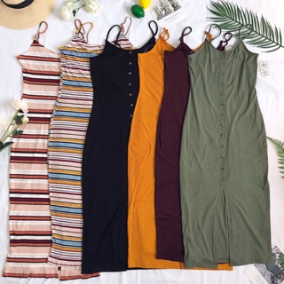 Đầm Midi MUDD phối nút xẻ tà (CÓ BIG SIZE)