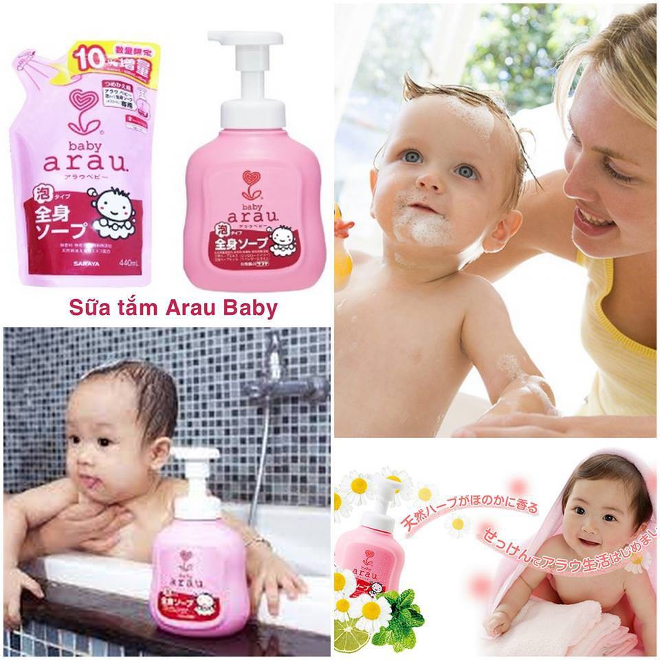 [Mua 1 Tặng 1]Sữa Tắm Arau Baby Bình 450ml TẶNG Túi Thay Thế 400ml