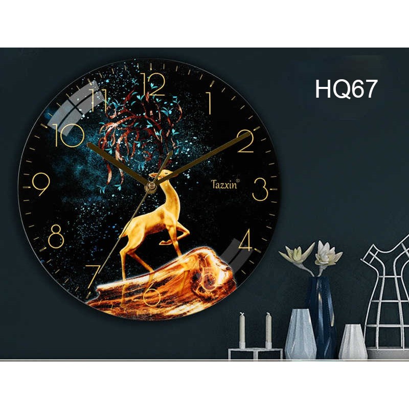 Đồng Hồ Tròn Treo Tường Phong Cách Hiện Đại, Đồng Hồ Treo Tường Kim Trôi Tráng Gương 5D Cao Cấp