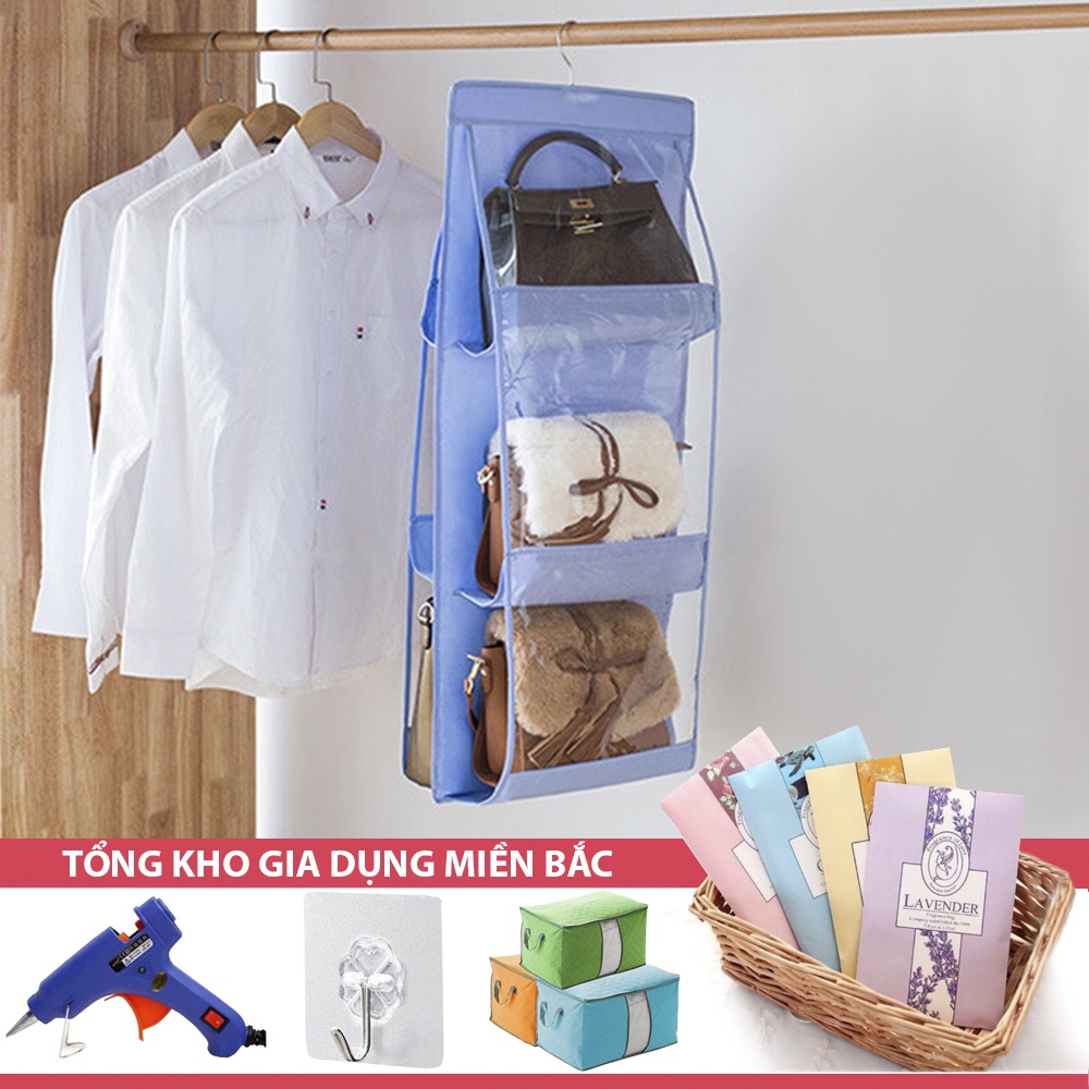 [Tổng Kho Sỉ] Tủ Treo Đồ - Treo Giỏ Túi Xách Chống Bụi 2 Mặt 6 Ngăn Đa Năng