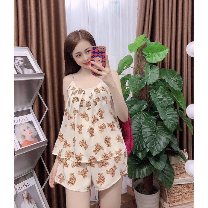 Bộ Pijama 2 dây lụa mango siêu mềm mịn, thoáng mát hàng loại 1