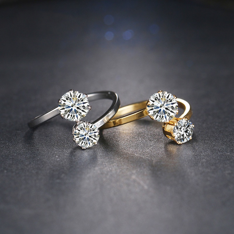 Nhẫn Đính Hôn Thép Không Gỉ 316L Đính Đá Zircon 2022 Phong Cách Phổ Biến Dành Cho Nam Nữ