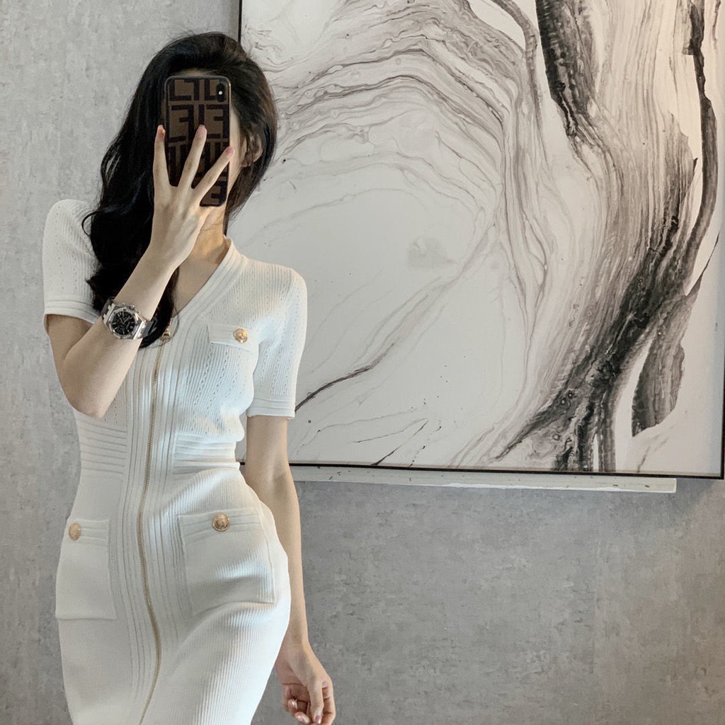 Đầm Dệt Kim Dáng Ôm Chiết Eo Phong Cách Retro Pháp Thời Trang Mùa Hè Hàng Mới Dành Cho Bạn Nữ 2021