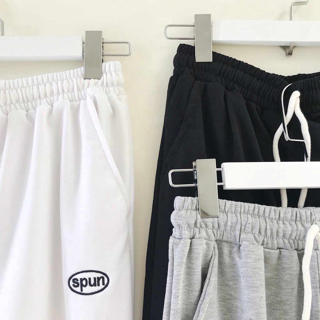 Quần jogger nữ form rộng ống bo gấu chun Spun