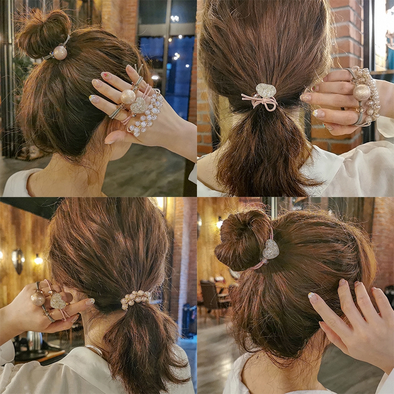 Bộ 3 sợi dây buộc tóc đính ngọc trai xinh xắn dễ thương phong cách Hàn Quốc  hợp thời trang | Shopee Việt Nam