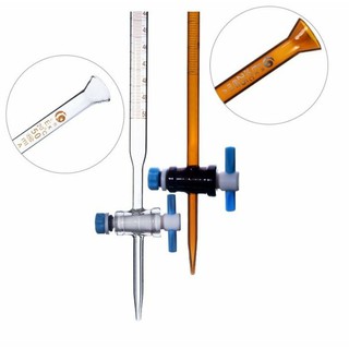 Buret thủy tinh khóa nhựa PTFE 10ml 25ml 50ml (Hàng Đức)