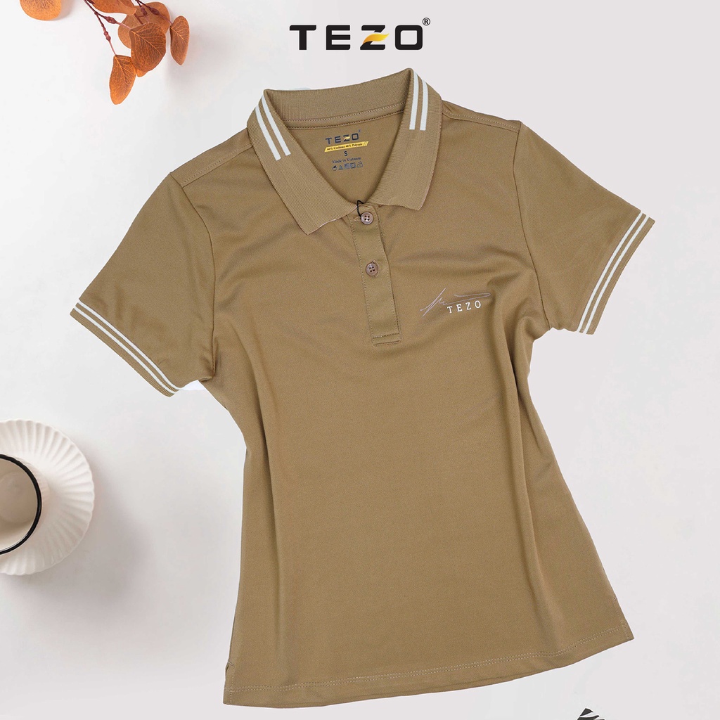 Áo polo nữ bo thiết kế in ngực TEZO trẻ trung năng động 2202APDT16