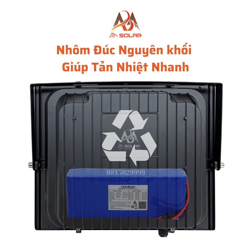 Đèn Năng Lượng Mặt Trời 300W, Đèn Pha LED, Tấm Pin Rời, Chống Nước , Kính Cường Lực Solar Light VinDa - ABM Solar