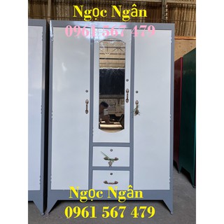 Tủ sắt quần áo 3 cánh - tủ sắt thời trang màu xám bán chạy 1m8x1m2 giá rẻ