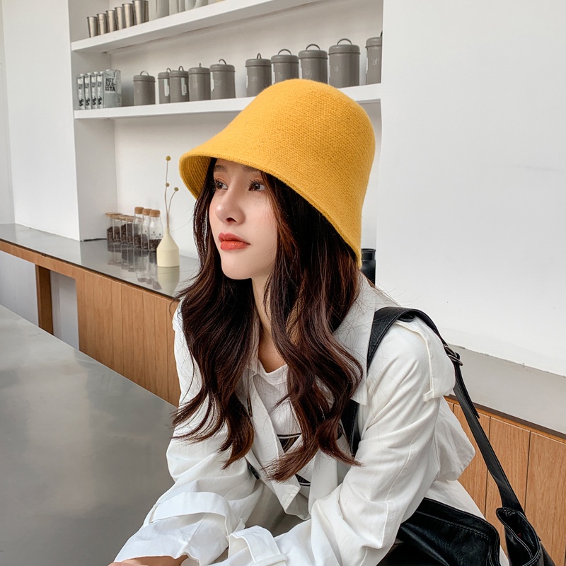 Nón tai bèo dệt kim màu sắc đơn giản phong cách Hàn Quốc thời trang cho nữ