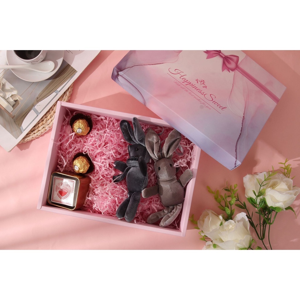 Set hộp túi đựng quà size đại 30*23*10cm NƠ HỒNG