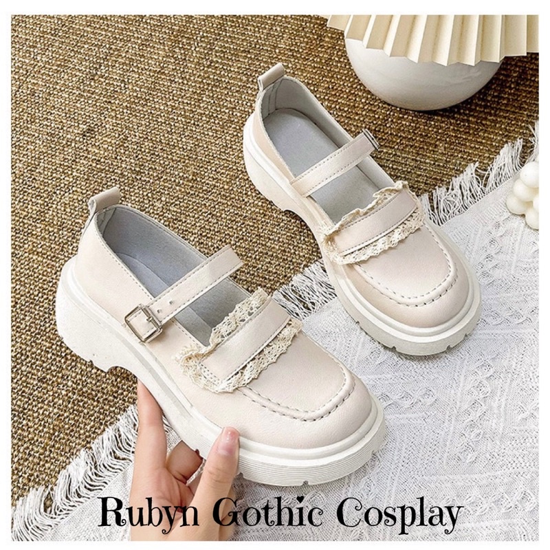 [SẴN] ✨Giày Lolita phối ren siêu xinh đế cao 5cm ( màu Trắng và Đen ) size 35 - 40