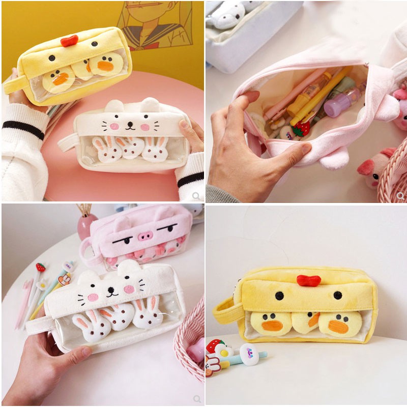 Túi đựng bút đa năng sức chứa lớn hình thú hoạt hình xinh xắn cho nữ
