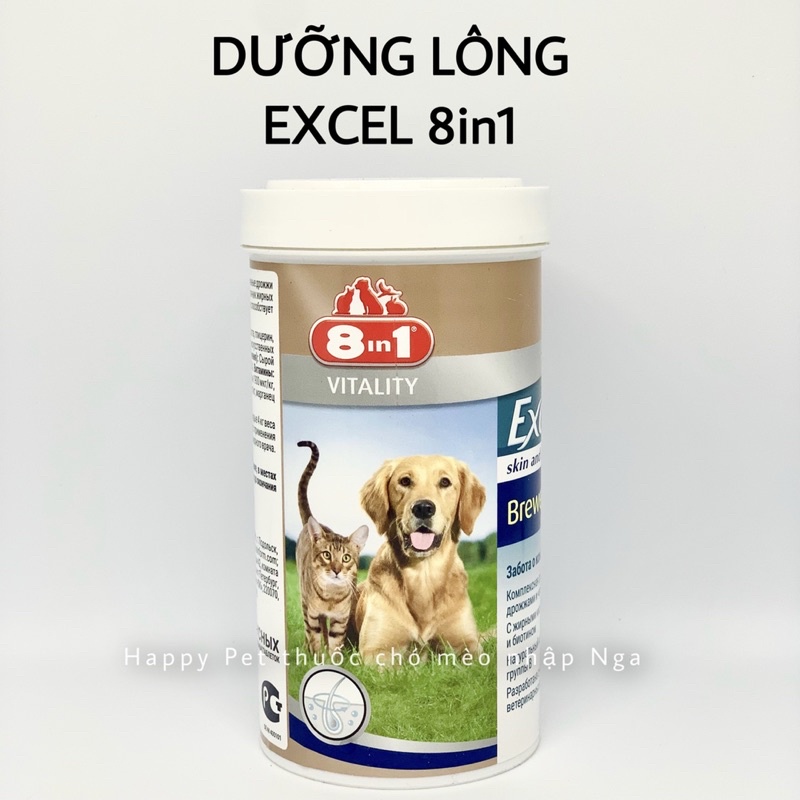 Viên dưỡng lông cho chó mèo EXCEL 8in1, dưỡng mượt lông, bổ sung canxi cho chó mèo nhập Nga(50v-100v lẻ)