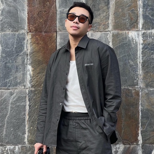 Áo sơmi cổ đức dài tay UNCLÉ Dark Gray Jacques