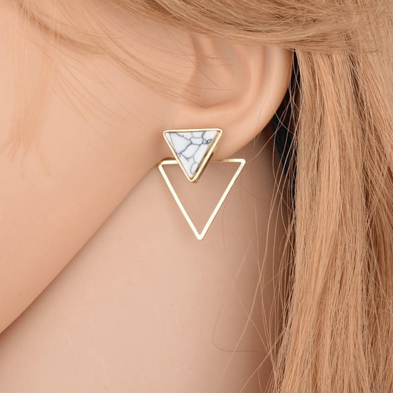 Khuyên tai họa tiết vân cẩm thạch phong cách hình học thời trang