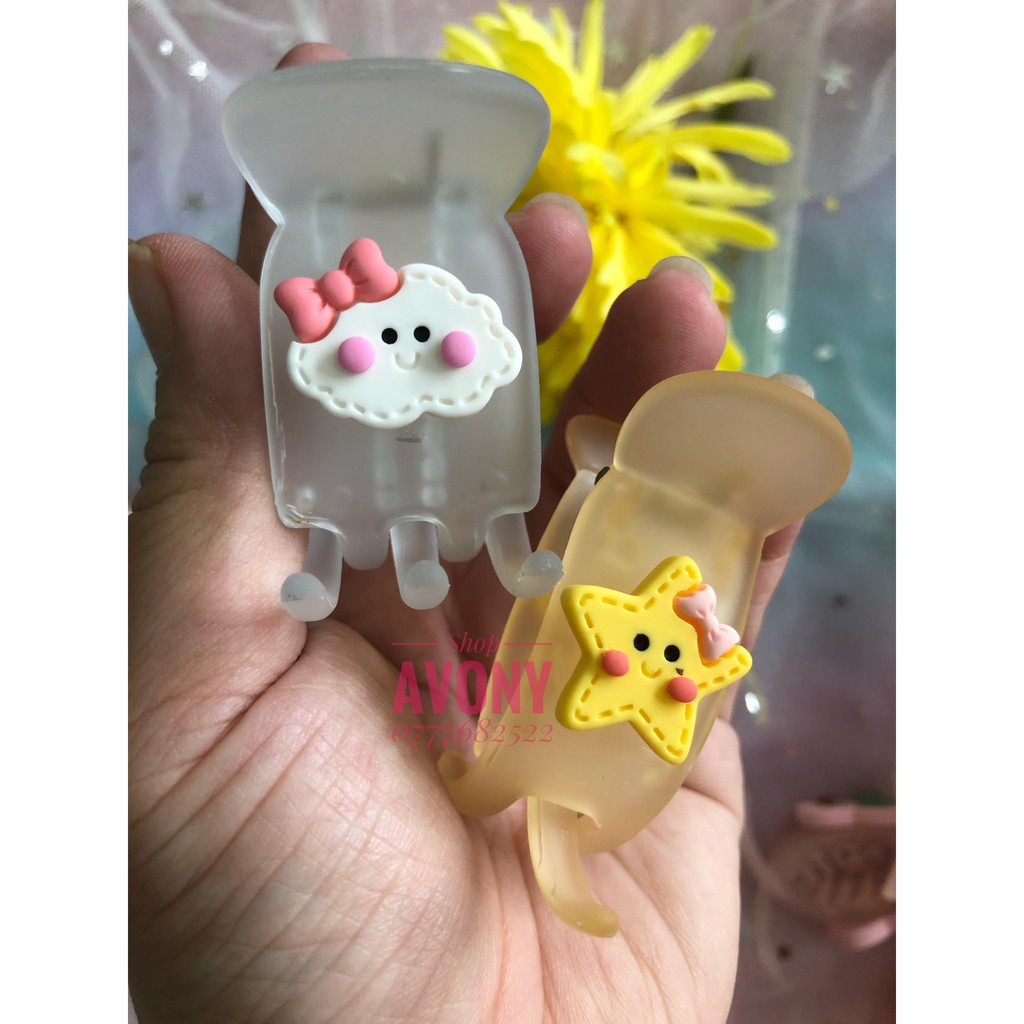 [đẹp] kẹp tóc càng cua 3 - 5 răng (nhựa nhám, nhựa trong) cao cấp icon sao mây