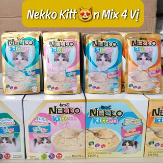 🐈 COMBO MIX 4 VỊ 12 Gói Pate Cho Mèo Con NIKKO KETTIN 70G