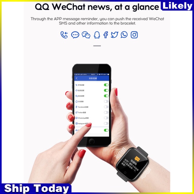 Đồng Hồ Thông Minh Chống Thấm Nước Y68 Bluetooth Hỗ Trợ Theo Dõi Nhịp Tim Cho iPhone Xiaomi