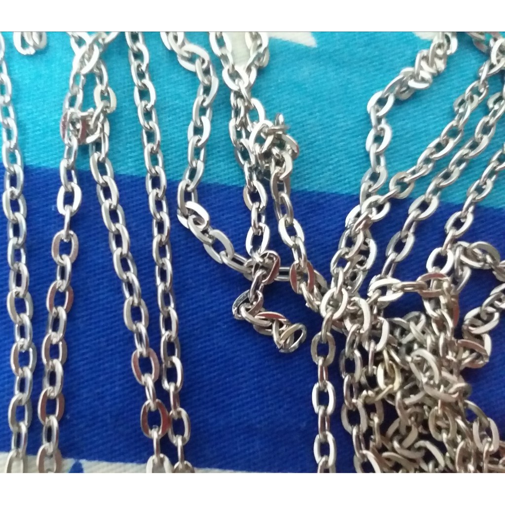 1-3-5 met xích Oval phẳng màu bạc 3mm làm trang sức