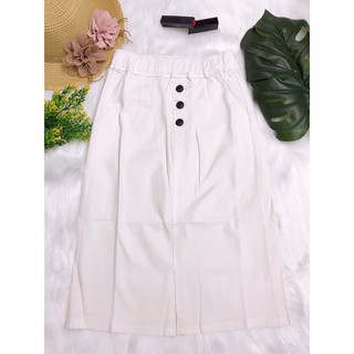 Chân váy kaki lưng thun có 2 túi form ôm dài qua đầu gối