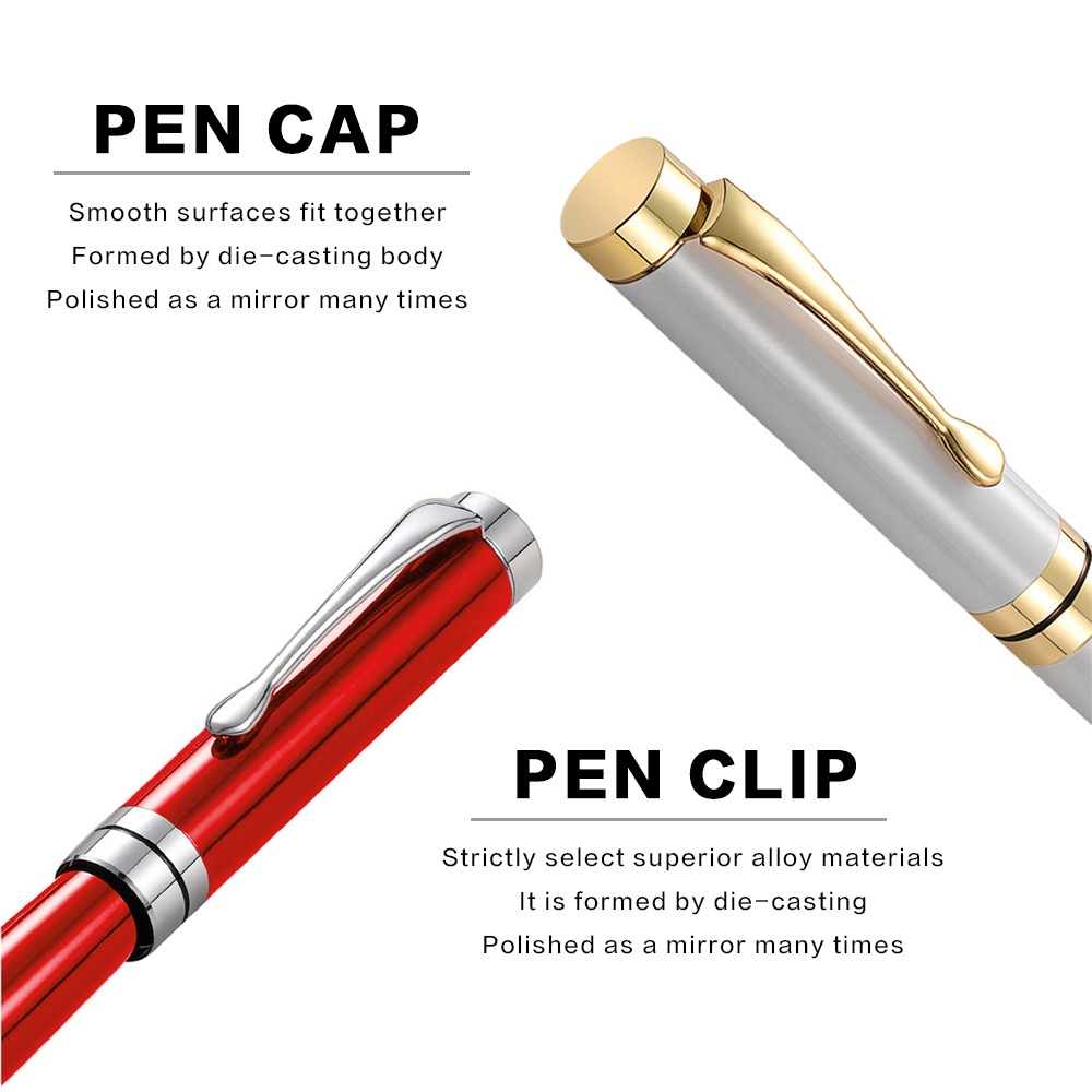 1 Gói Bút Bi Bằng Thép Không Gỉ Với Viền Chrome Màu Vàng Sang Trọng Làm Quà Tặng Cho Nam Và Nữ