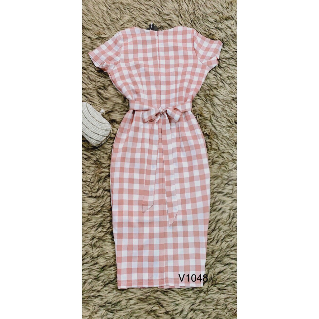 [ xả kho ] MiD Đầm suông nơ eo V1048Mie Design ảnh thật