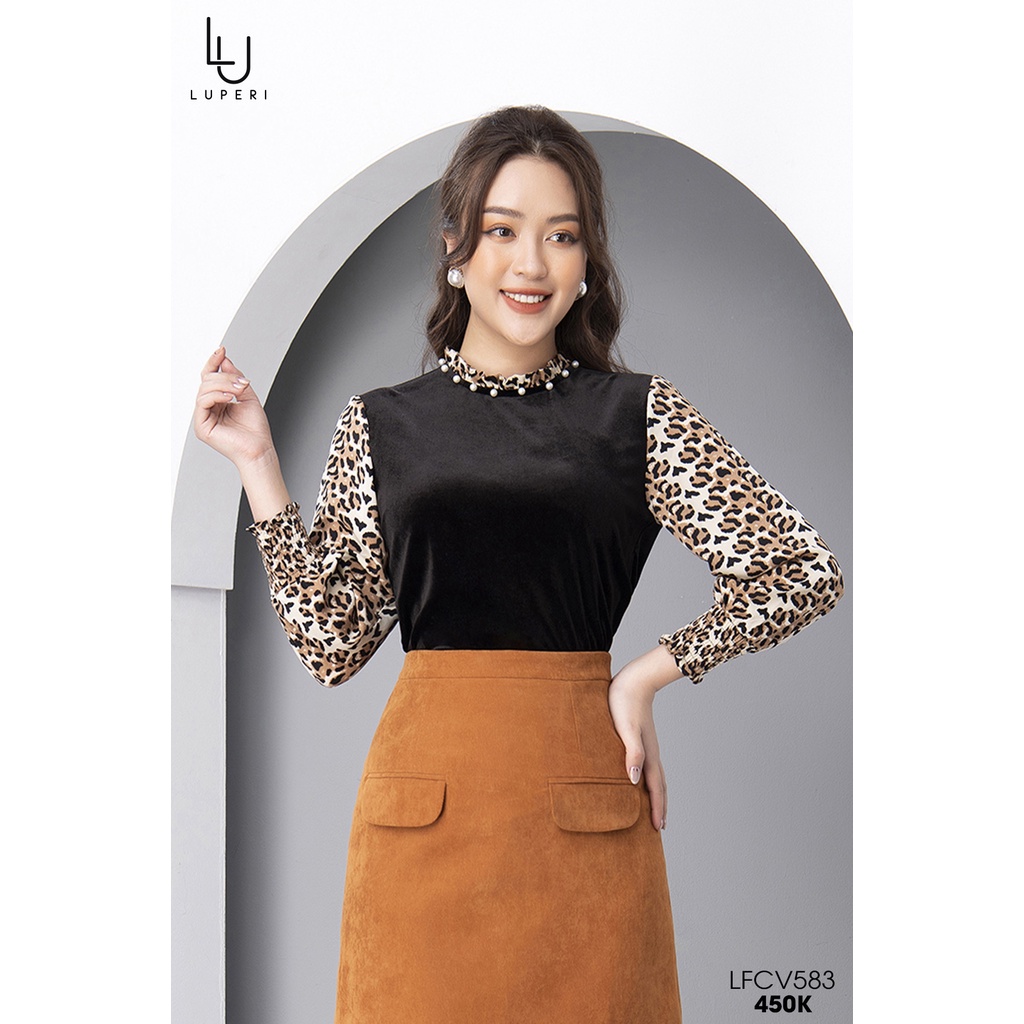 Áo sơ mi cao cấp Luperi phối tay báo LFSM1190