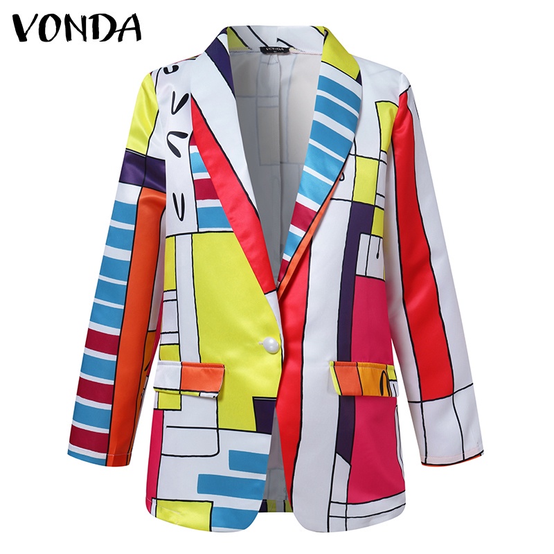 Blazer In Họa Tiết VONDA Cổ Bẻ Tay Dài Thường Ngày Cho Nữ