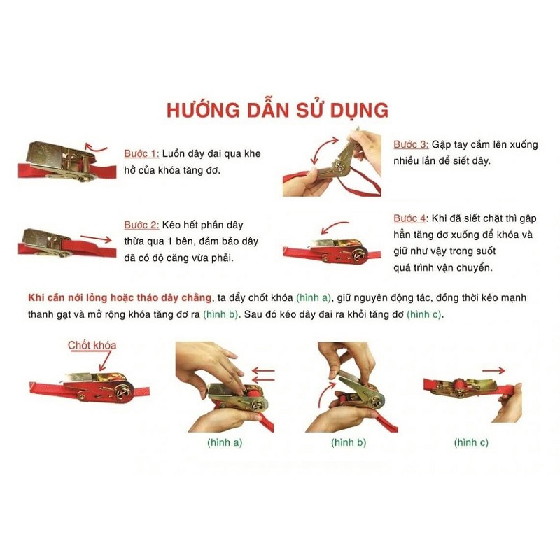 Dây Cảo Chằng Hàng Tăng Đơ Không Móc ♥️𝐅𝐑𝐄𝐄 𝐒𝐇𝐈𝐏♥️ Bản 2,5cm Dài 6-10 mét Bằng Polyester, Tải Trọng 1 Tấn