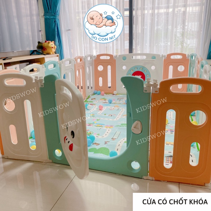 [Tặng Thảm+ 100 banh + Sọt Bóng] Quây Nhựa KIDSWOW Hàn Quốc Hoạ Tiết Chú Bò Đáng Yêu