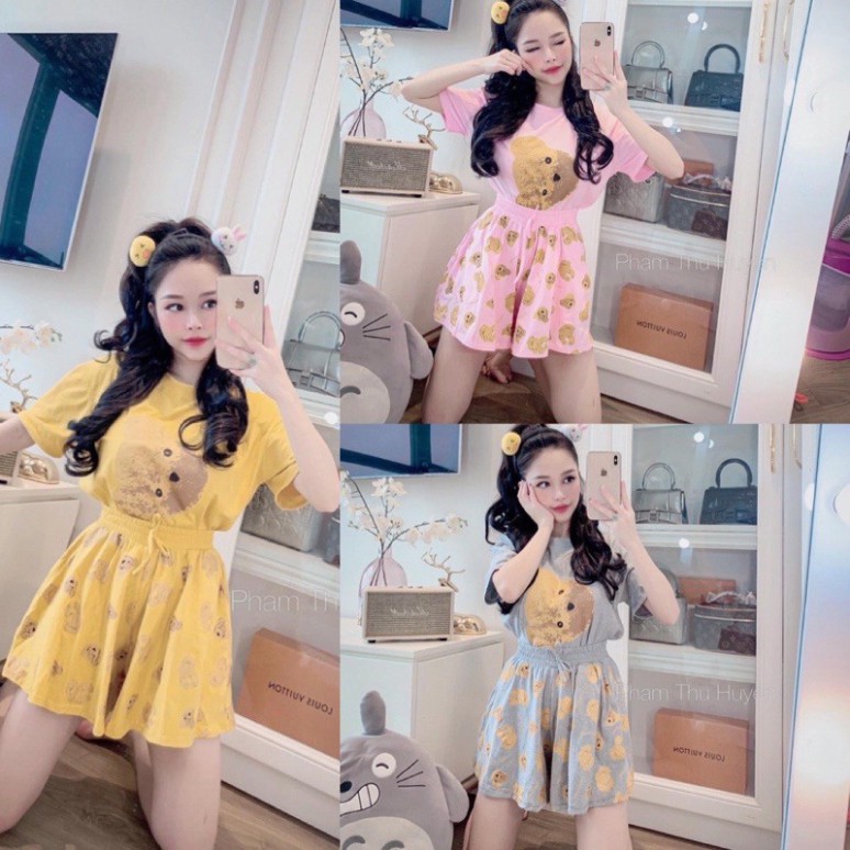 [Ảnh Thật] Set Đồ Nữ Set Đùi Gấu Cotton Siêu Xinh