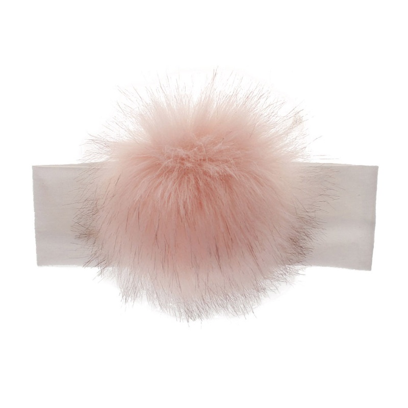 Băng Đô Đính Bóng Lông Giả Bằng Vải Cotton Co Giãn Cho Bé Gái