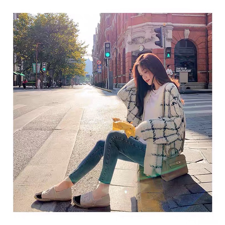 Áo cardigan Forgirl hoạ tiết sọc vân phối túi