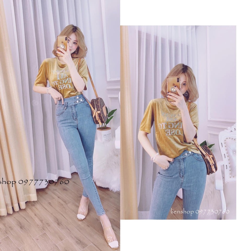 QUẦN JEAN DÀI CO GIÃN BA NÚT LƯNG SIÊU CAO SHOP PHƯƠNG CHÂU