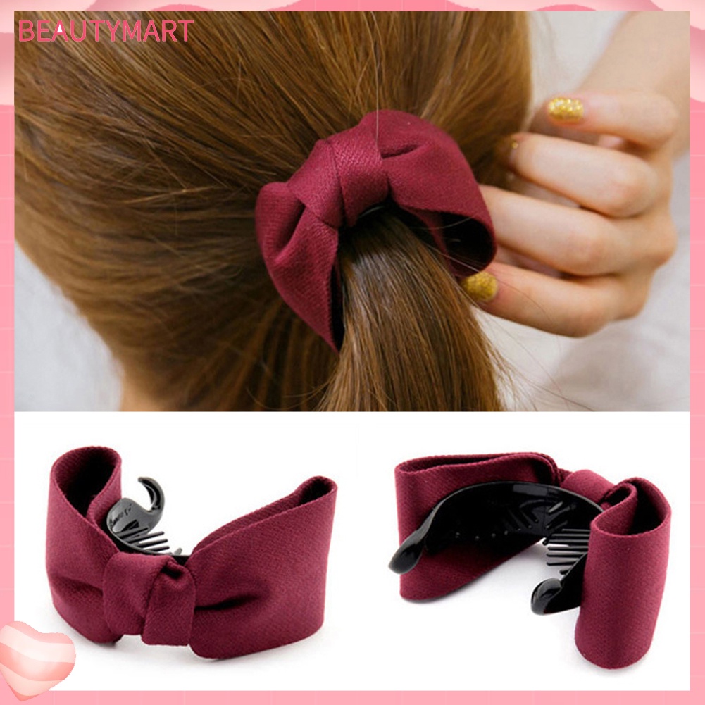 Kẹp Tóc Càng Cua Đính Nơ Lớn Màu Trơn Cho Nữ