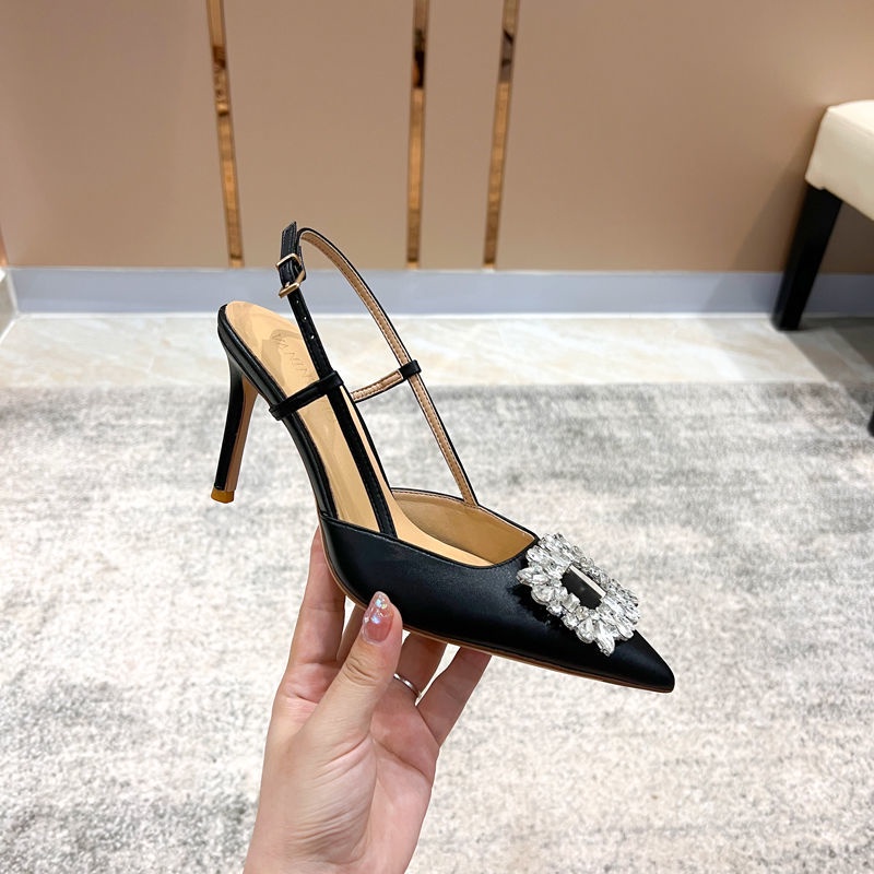 XIELUAIZTA Giày Sandal Cao Gót Nữ Mũi Nhọn Đính Đá Thời Trang Cho