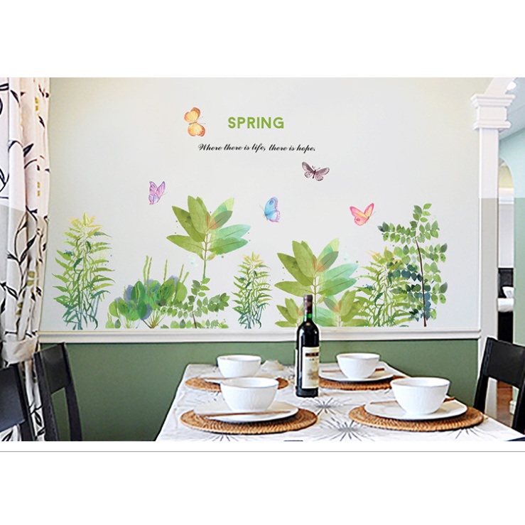 Decal dán tường trang trí - CHỮ TIẾNG ANH CÂY BƯỚM MÙA XUÂN THANH LỊCH