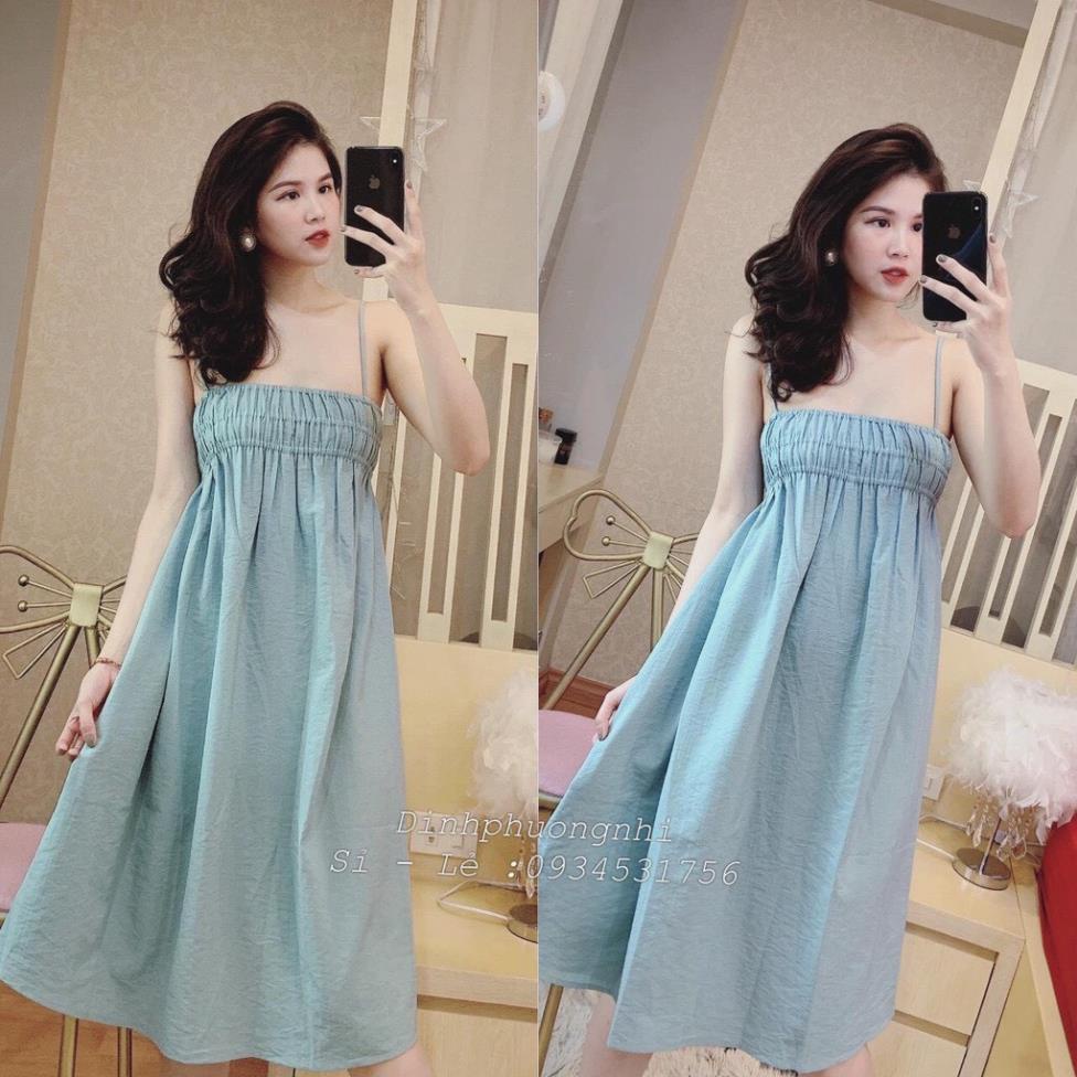 Đầm babydoll Nhún Ngực, váy thiết kế nhún ngực 2 dây siêu xinh xắn