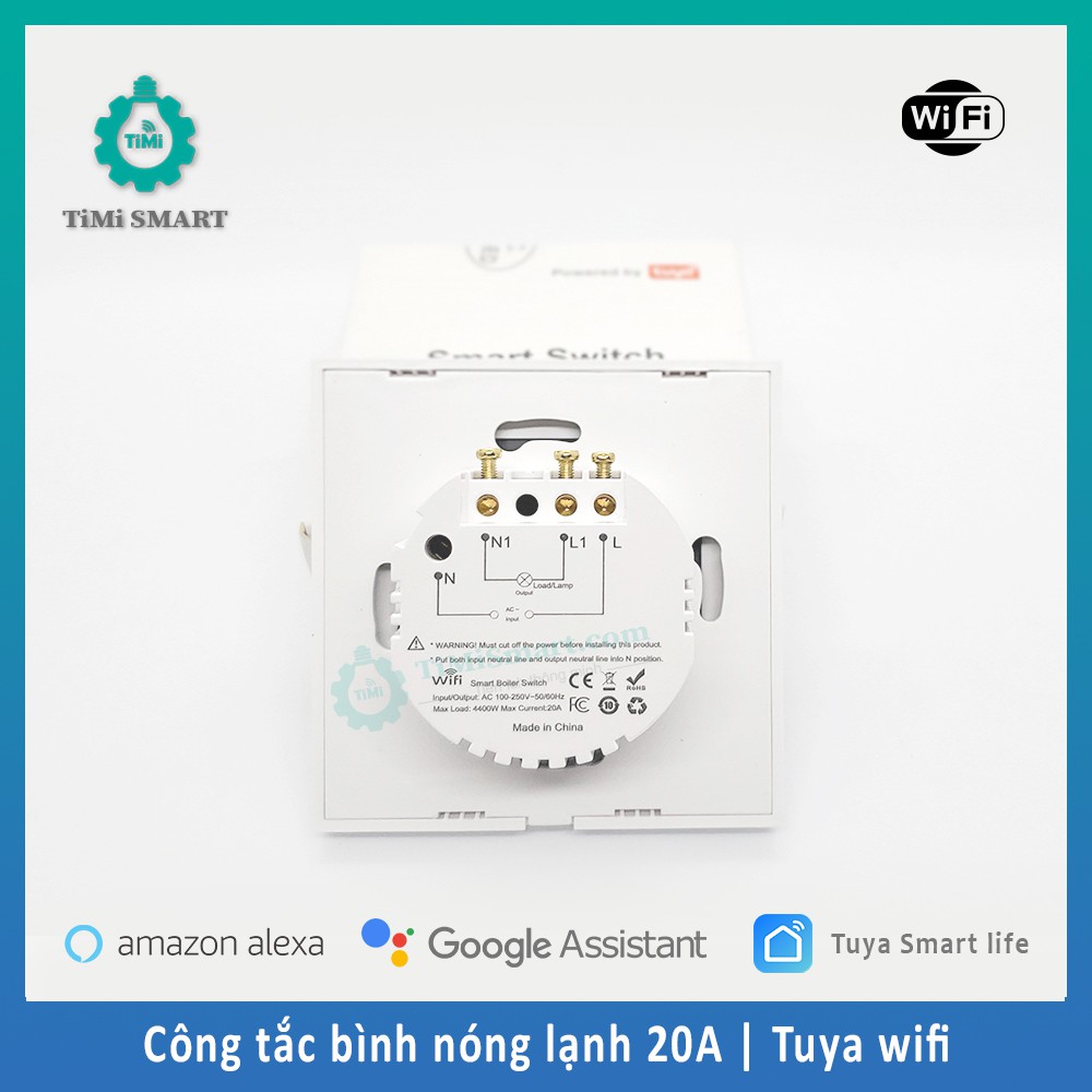 Công tắc 20A bình nóng lạnh Tuya công suất cao - Vuông