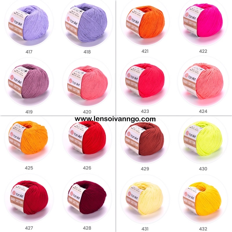 Len YarnArt Baby Cotton (Bảng màu 2) (cuộn 50gr)
