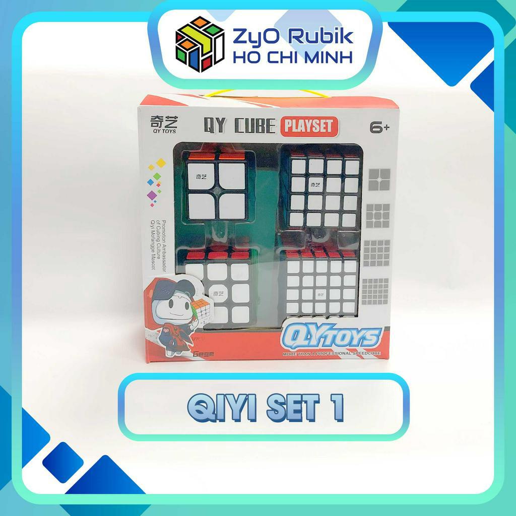 Combo Rubik Viền Đen Sticker - Qiyi Set 1 - Đồ Chơi Phát Triển Trí Tuệ - Zyo Rubik Hồ Chí Minh