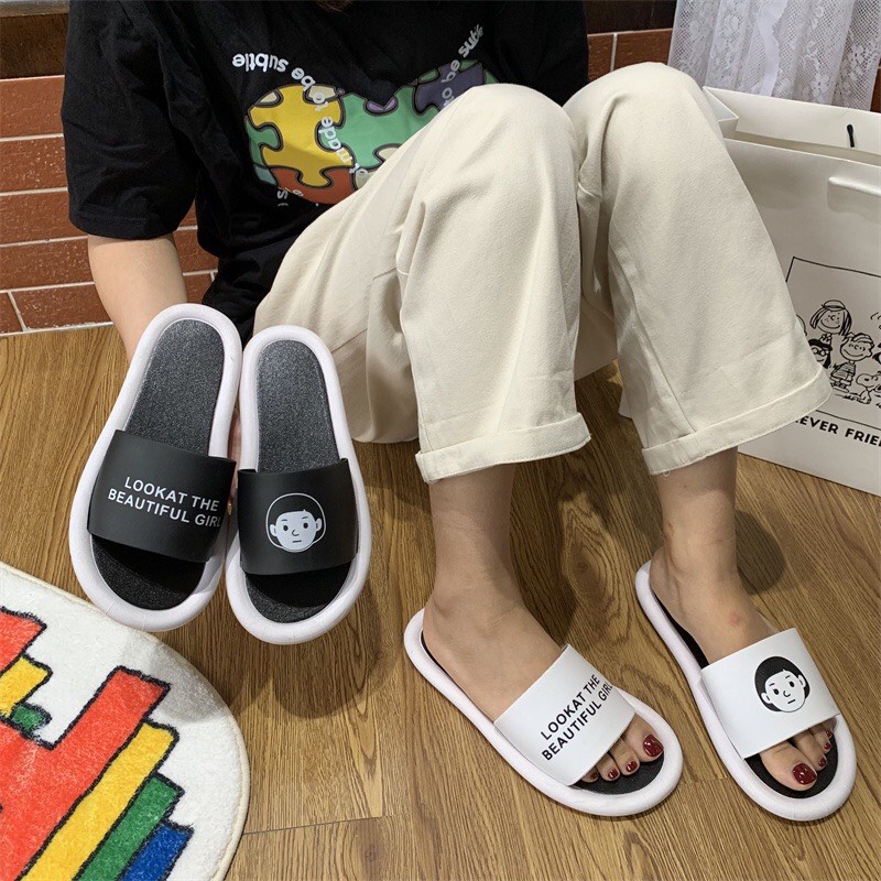 JY082  - Dép lê quai ngang look at the beautiful girl